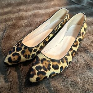 J. Crew Leopard-Print Pointed Toe Flats in Tan and Black